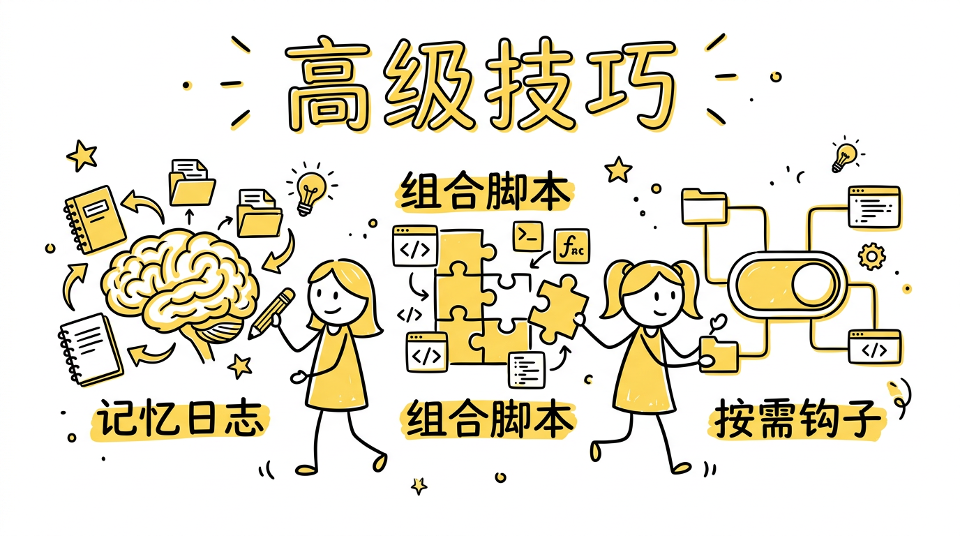 高级技巧：记忆 / 脚本 / 按需 Hook